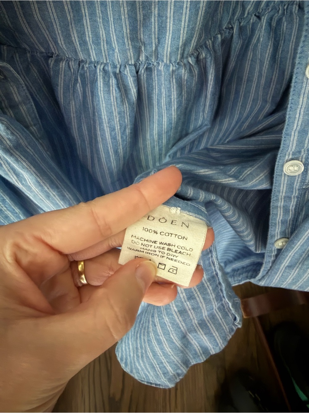 Doen Blue and White Striped Peasant Top - Picture 4 of 4